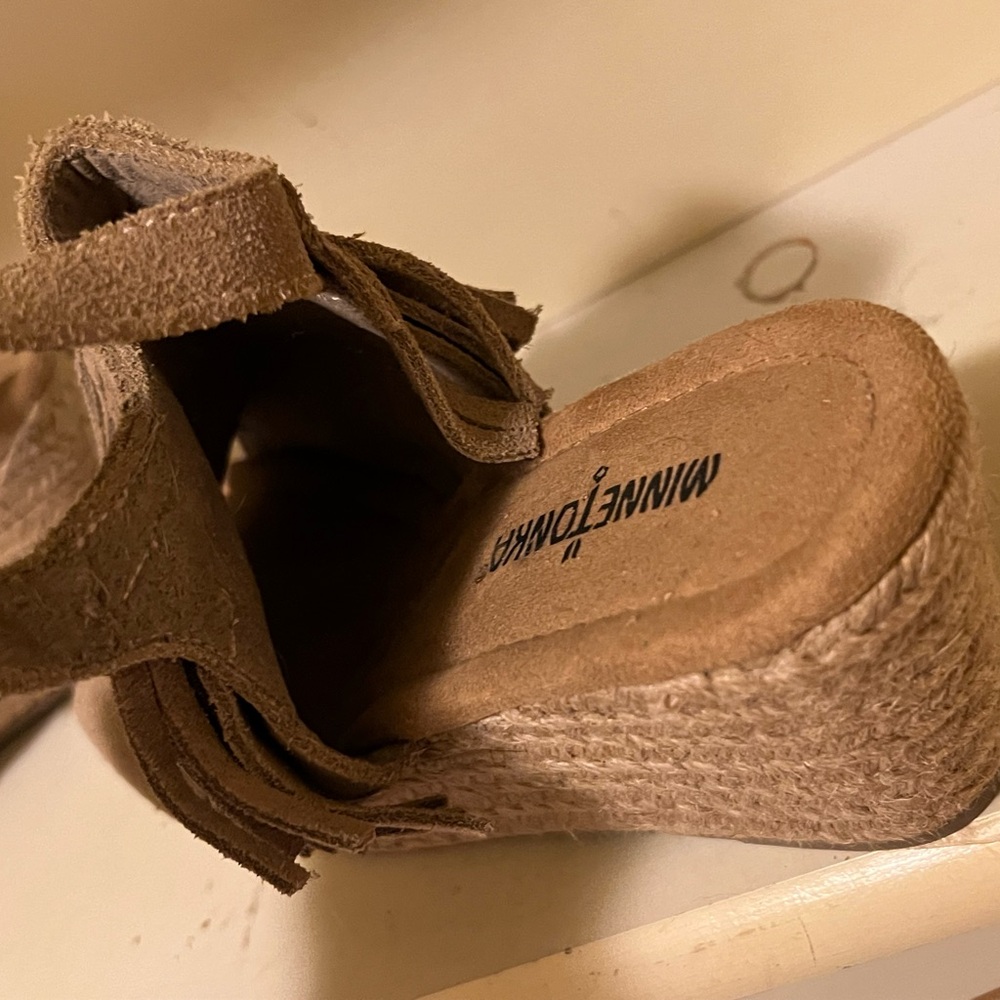 Minnetonka Tan Wedge Shoes